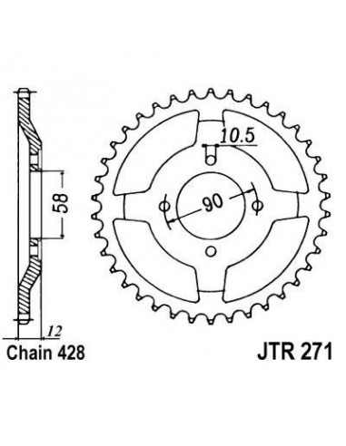 Corona JT 271 de acero con 50 dientes