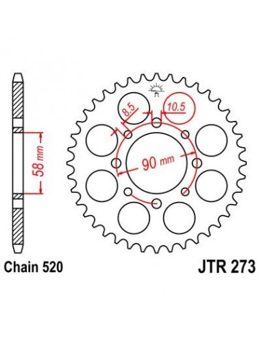 Corona JT 273 de acero con 39 dientes