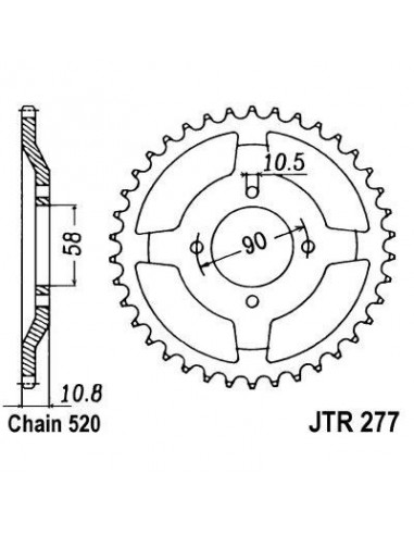 Corona JT 277 de acero con 41 dientes