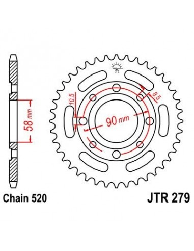 Corona JT 279 de acero con 30 dientes