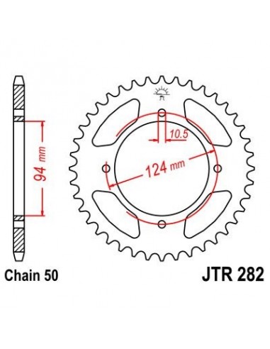 Corona JT 282 de acero con 34 dientes