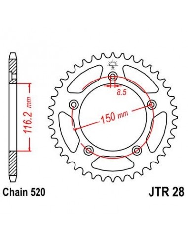 Corona JT 28 de acero con 42 dientes