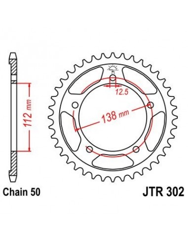 Corona JT 302 de acero con 39 dientes