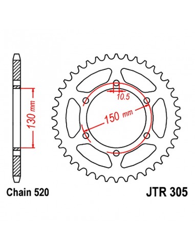 Corona JT 305 de acero con 46 dientes