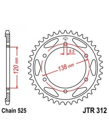 Corona JT 312 de acero con 40 dientes