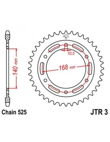 Corona JT 3 de acero con 41 dientes