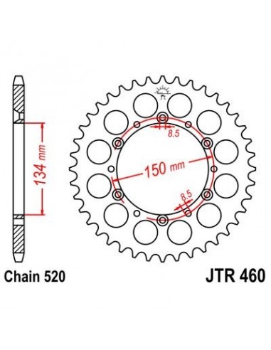 Corona JT 460 de acero con 39 dientes