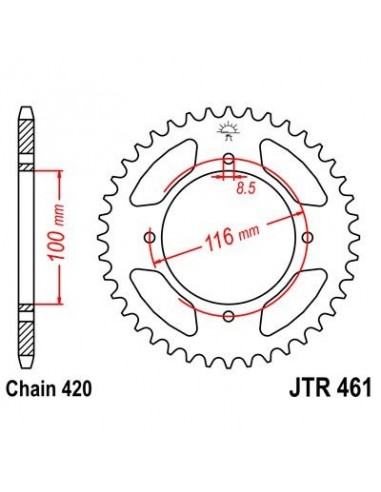 Corona JT 461 de acero con 48 dientes