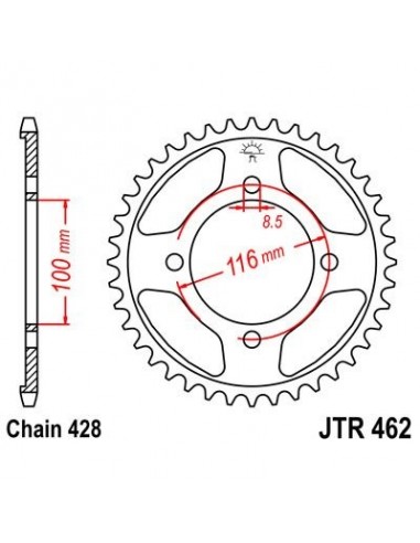 Corona JT 462 de acero con 50 dientes