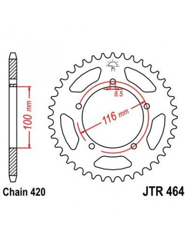 Corona JT 464 de acero con 44 dientes