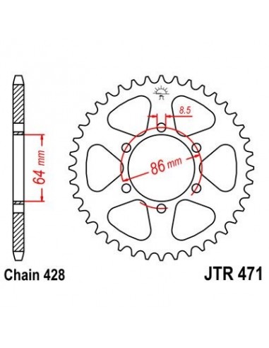 Corona JT 471 de acero con 50 dientes