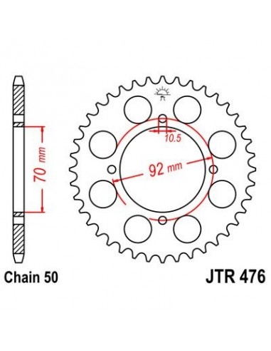 Corona JT 476 de acero con 41 dientes