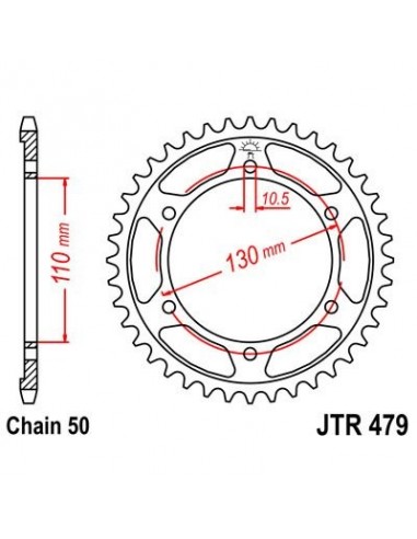 Corona JT 479 de acero con 38 dientes