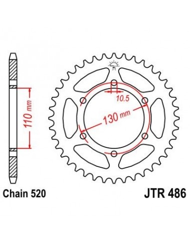 Corona JT 486 de acero con 38 dientes