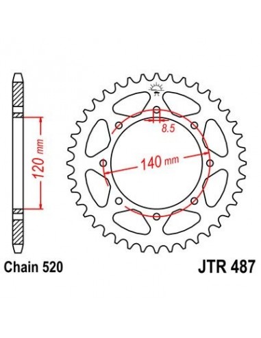 Corona JT R487 de acero con 42 dientes