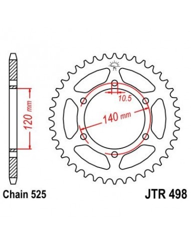 Corona JT 498 de acero con 38 dientes