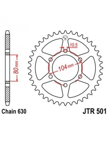 Corona JT 501 de acero con 32 dientes