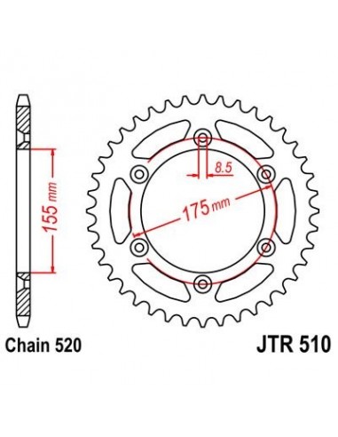 Corona JT 510 de acero con 46 dientes