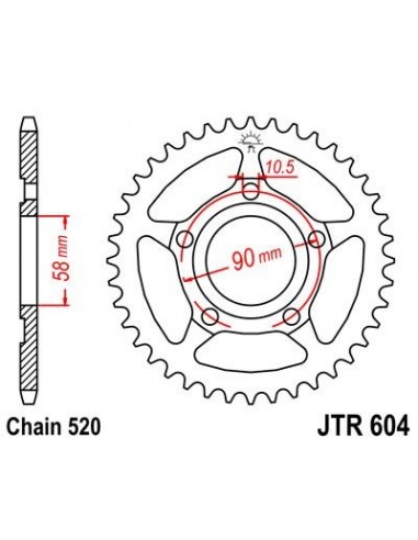 Corona JT 604 de acero con 35 dientes