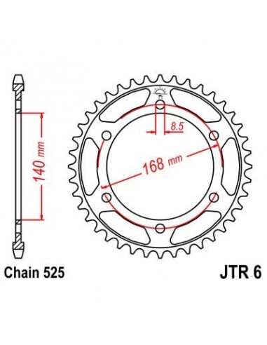 Corona JT 6 de zinc negro con 42 dientes