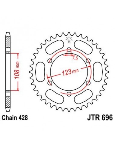 Corona JT 696 de acero con 43 dientes