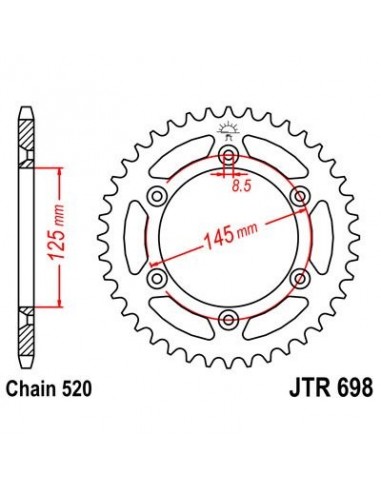 Corona JT 698 de acero con 39 dientes