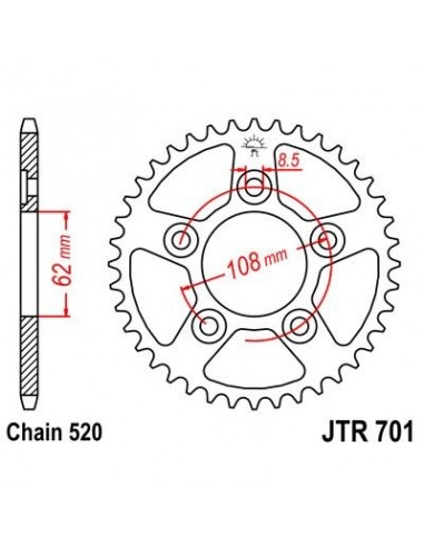 Corona JT 701 de acero con 38 dientes