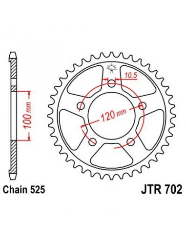 Corona JT 702 de acero con 40 dientes