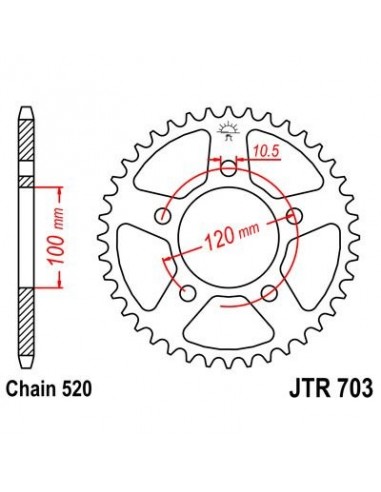 Corona JT 703 de acero con 40 dientes