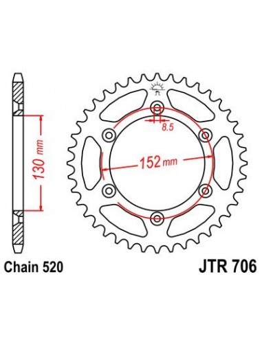 Corona JT 706 de acero con 46 dientes