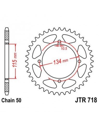 Corona JT 718 de acero con 44 dientes