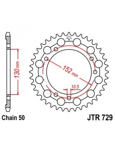 Corona JT 729 de acero con 46 dientes