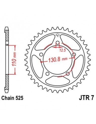 Corona JT 7 de acero con 44 dientes