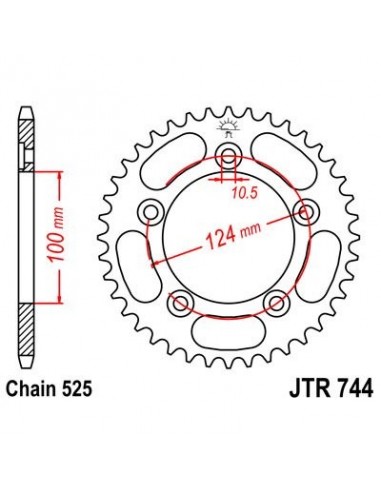 Corona JT 744 de acero con 36 dientes