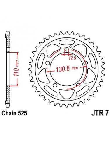 Corona JT 7 de zinc negro con 44 dientes