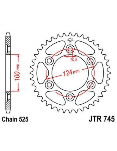 Corona JT 745 de acero con 38 dientes