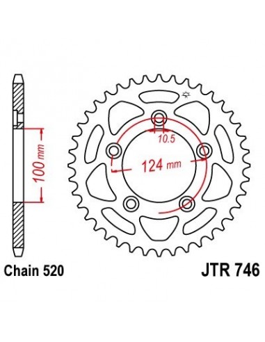 Corona JT 746 de acero con 43 dientes