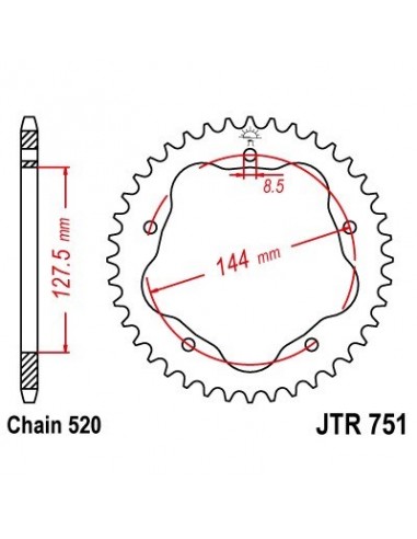 Corona JT 751 de acero con 42 dientes