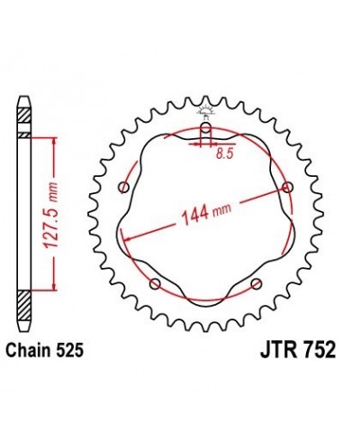 Corona JT 752 de acero con 39 dientes