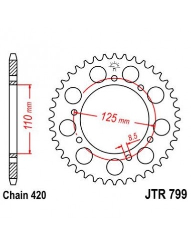 Corona JT 799 de acero con 50 dientes