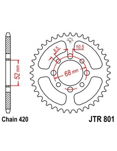 Corona JT 801 de acero con 32 dientes