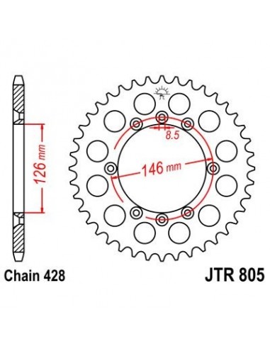 Corona JT 805 de acero con 50 dientes