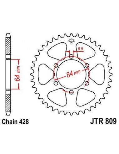 Corona JT 809 de acero con 44 dientes