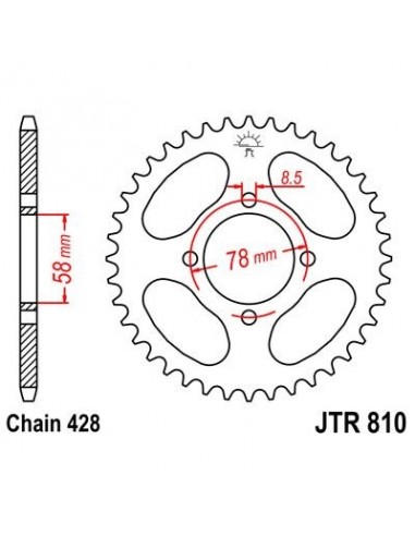 Corona JT 810 de acero con 37 dientes