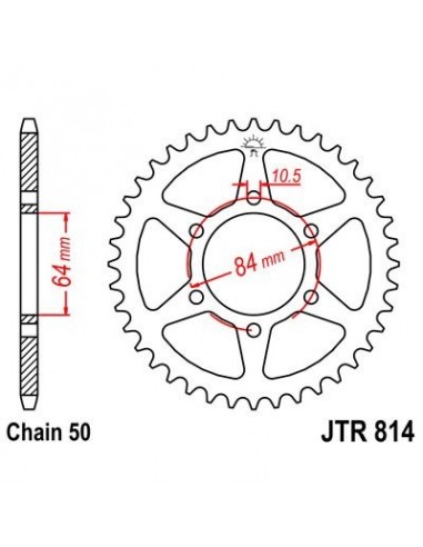 Corona JT 814 de acero con 40 dientes