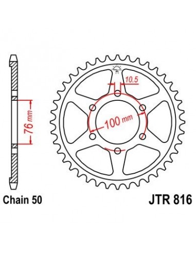 Corona JT 816 de acero con 40 dientes