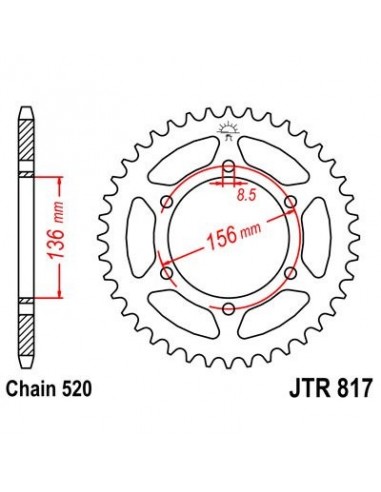 Corona JT 817 de acero con 46 dientes