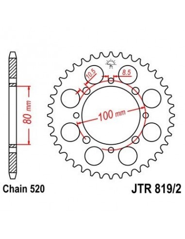 Corona JT 819/2 de acero con 41 dientes