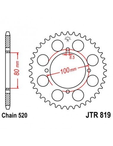 Corona JT 819 de acero con 37 dientes