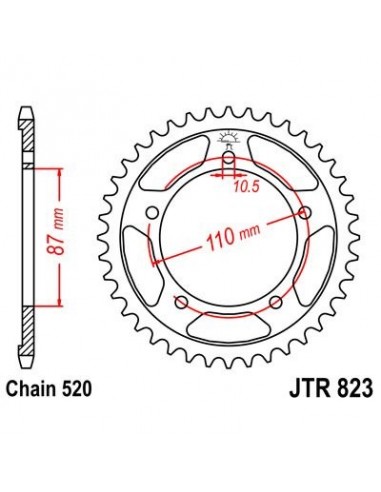 Corona JT 823 de acero con 39 dientes